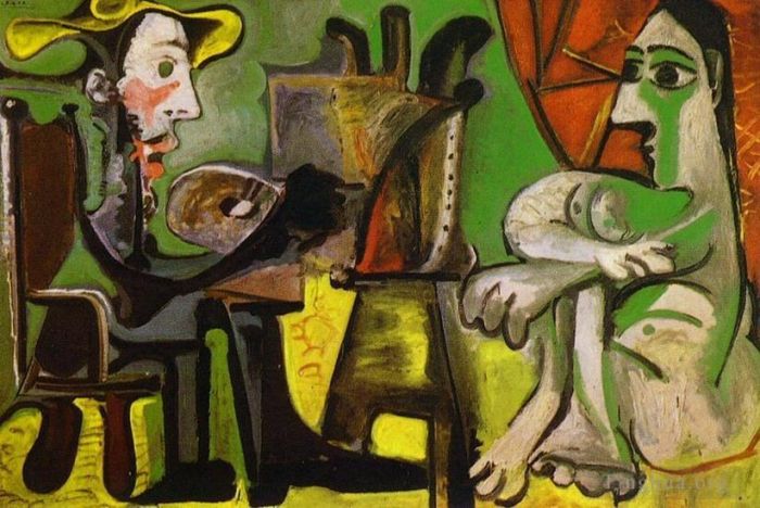 Pablo Picasso Peinture à l'huile - L'artiste et son modèle L artiste et son modèle 1964