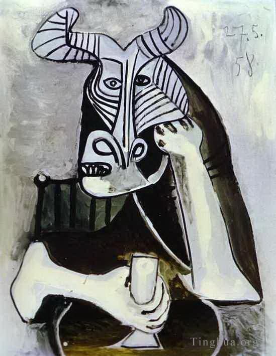 Pablo Picasso Peinture à l'huile - Le roi des minotaures 1958