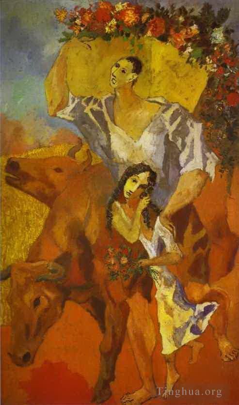 Pablo Picasso Peinture à l'huile - La composition des paysans 1906