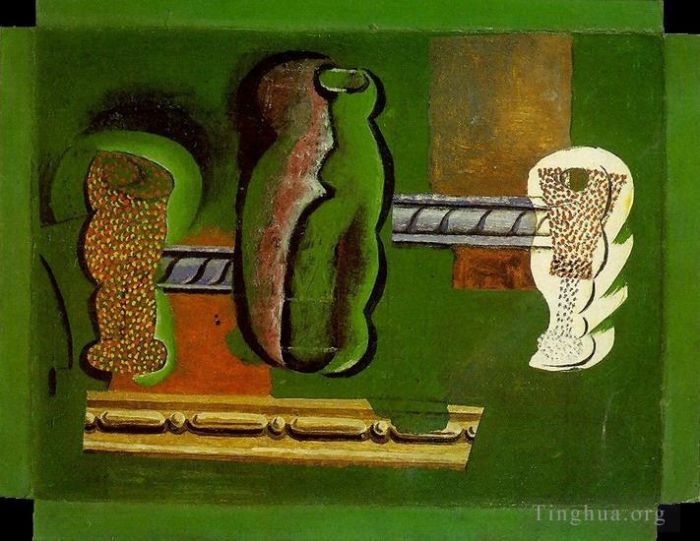 Pablo Picasso Peinture à l'huile - Verres et bouteilles 1914