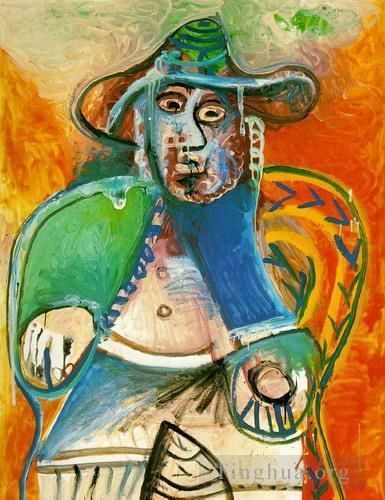 Pablo Picasso Peinture à l'huile - Vieil homme assis 1970