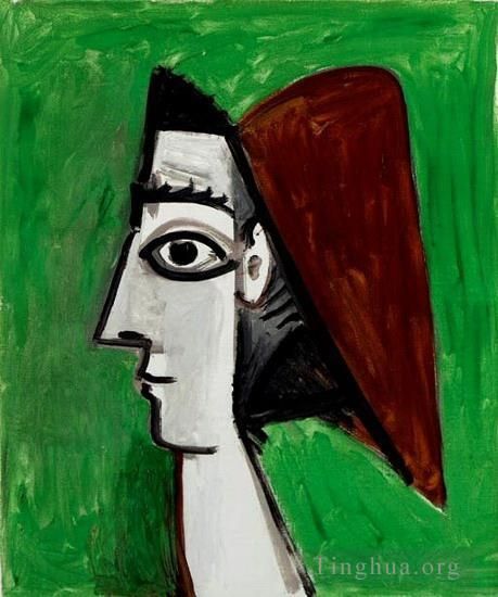 Pablo Picasso Peinture à l'huile - Visage féminin profil 1960