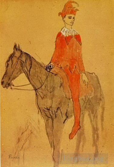 Pablo Picasso Types de peintures - Arlequin à cheval 1905
