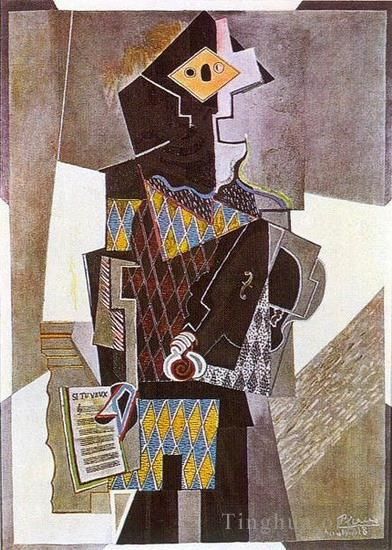 Pablo Picasso Types de peintures - Arlequin à la guitare Si tu veux 1918