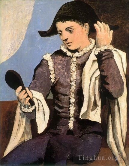 Pablo Picasso Types de peintures - Arlequin au miroir 1923
