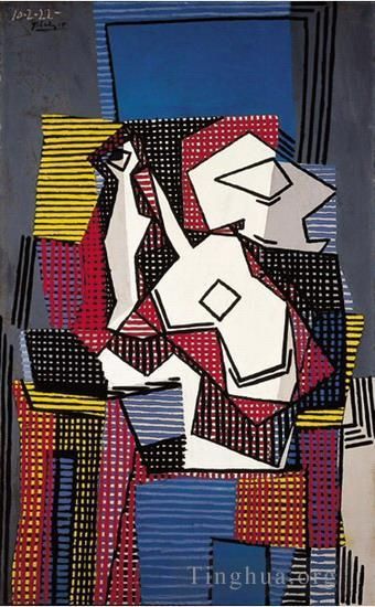Pablo Picasso Types de peintures - Bouteille guitare et compotier 1922