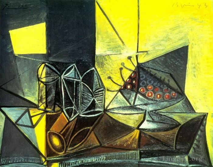 Pablo Picasso Types de peintures - Buffet Nature morte aux verres et aux cerises 1943