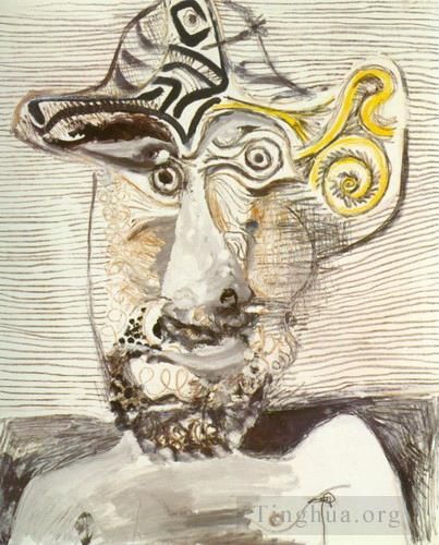 Pablo Picasso Types de peintures - Buste d'homme au chapeau 1972