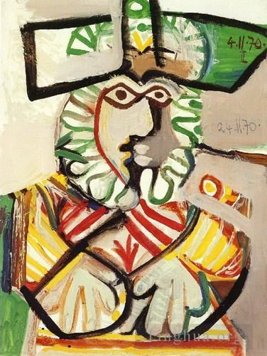 Pablo Picasso Types de peintures - Buste d'homme au chapeau 2 1970