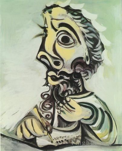 Pablo Picasso Types de peintures - Buste d'homme crivant II 1971