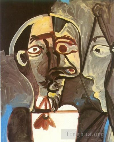 Pablo Picasso Types de peintures - Buste d'homme et visage de femme de profil 1971