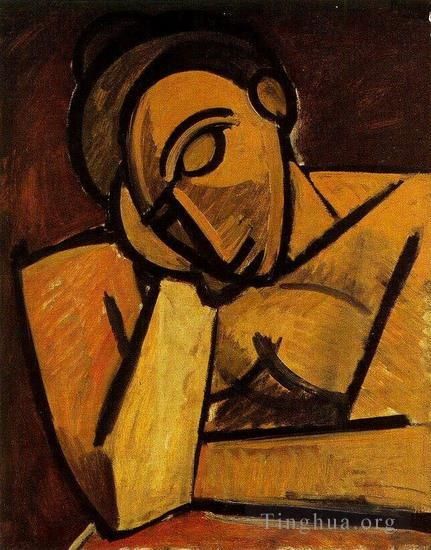 Pablo Picasso Types de peintures - Buste de femme accoudée Femme dormante 1908