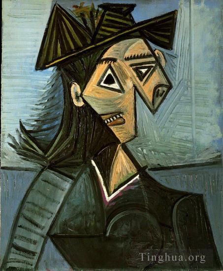Pablo Picasso Types de peintures - Buste de femme au chapeau à fleurs 1942