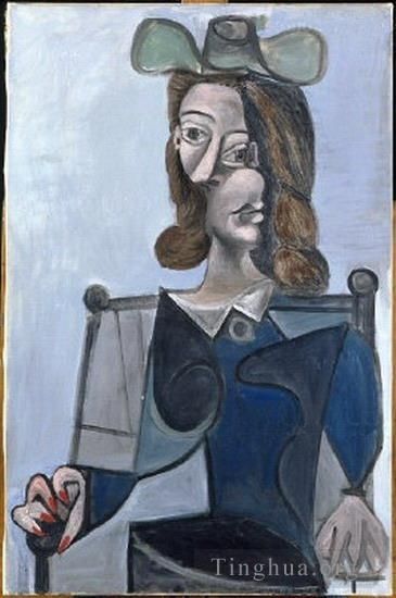 Pablo Picasso Types de peintures - Buste de femme au chapeau bleubis 1944