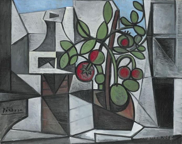 Pablo Picasso Types de peintures - Carafe et plante de tomate 1944