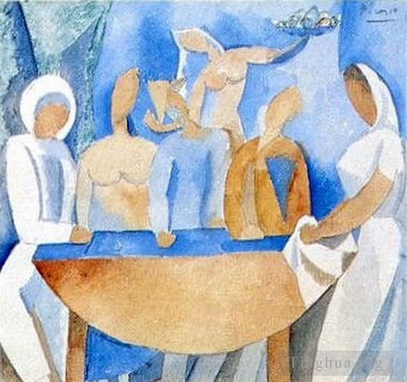 Pablo Picasso Types de peintures - Carnaval au bistrot étude 1908