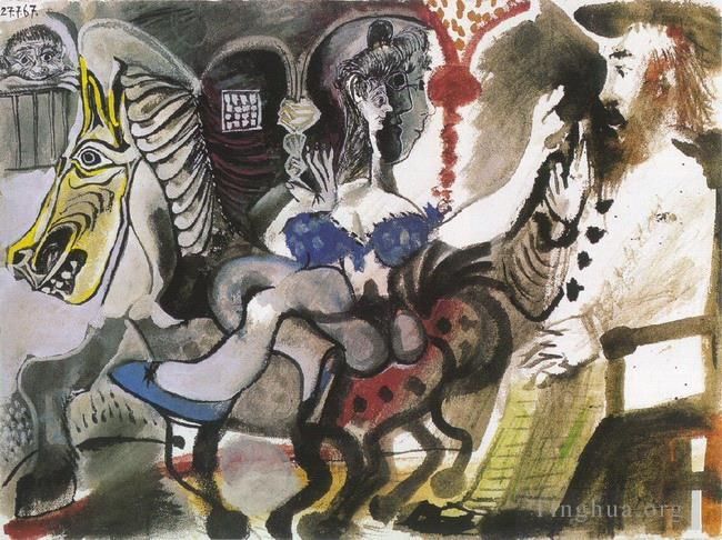 Pablo Picasso Types de peintures - Cavaliers du cirque 1967