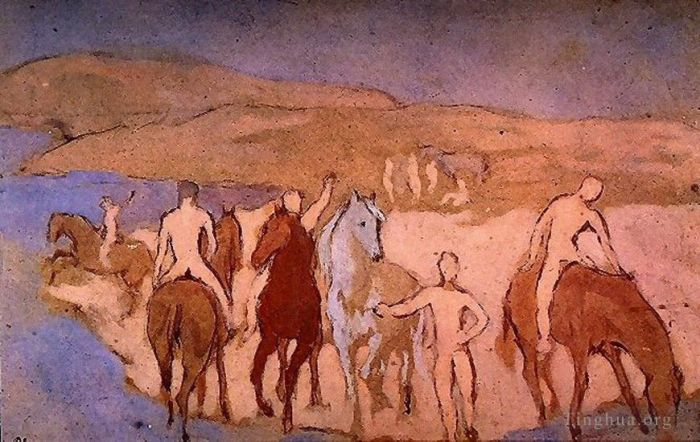 Pablo Picasso Types de peintures - Chevaux au bain 1906