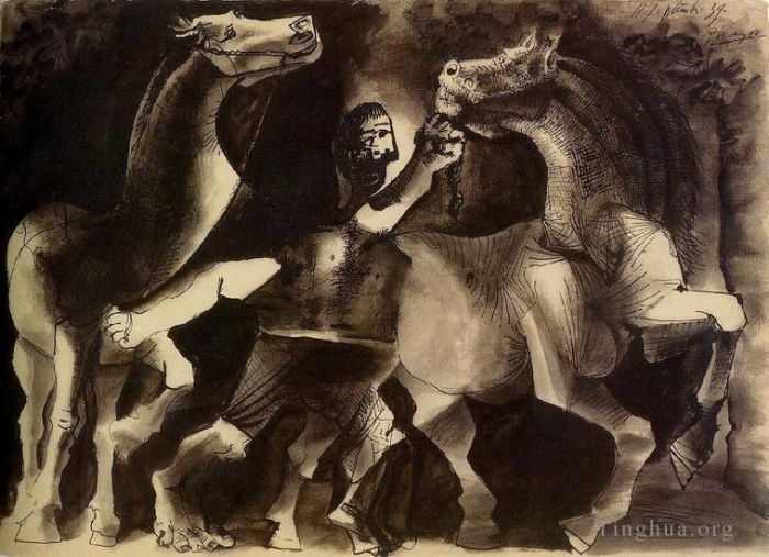 Pablo Picasso Types de peintures - Chevaux et personnages 1939