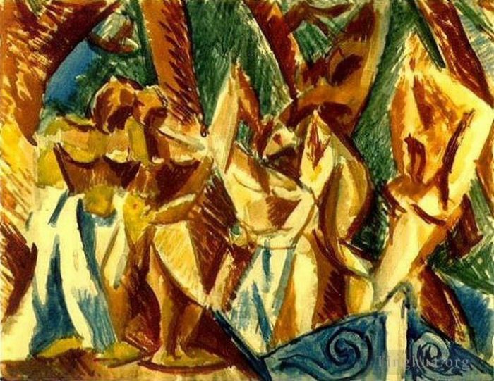 Pablo Picasso Types de peintures - Cinq femmes 2 1907