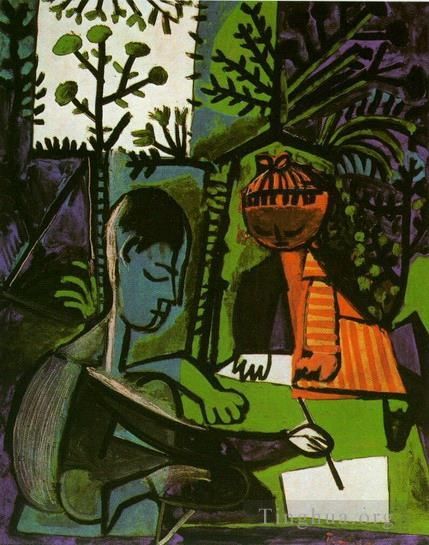 Pablo Picasso Types de peintures - Claude et Paloma dessinant 1954