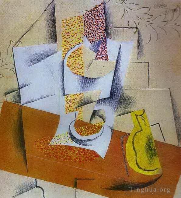 Pablo Picasso Types de peintures - Composition Bol de Fruits et Poire Tranchée 1913