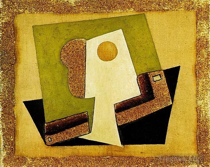 Pablo Picasso Types de peintures - Composition au verre Verre et pipe 1917
