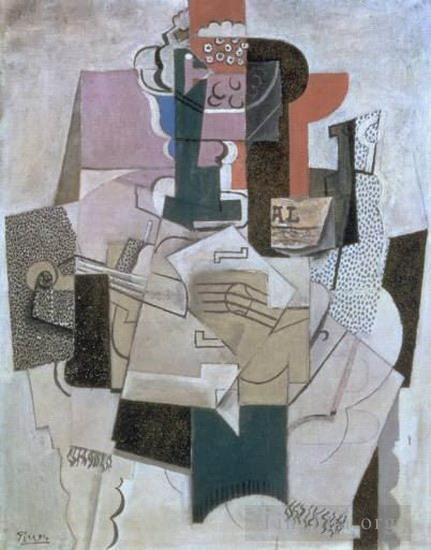 Pablo Picasso Types de peintures - Compotier Violon Bouteille 1914