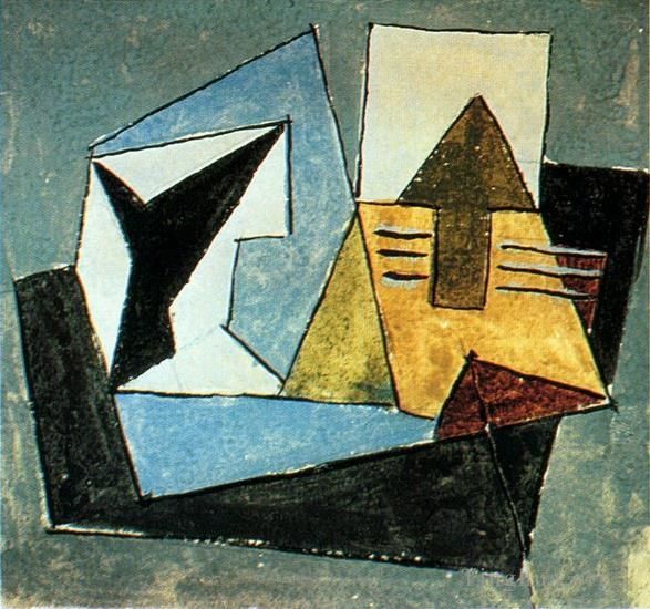 Pablo Picasso Types de peintures - Compotier et guitare sur une table 1920