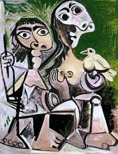Pablo Picasso Types de peintures - Couple à l'oiseau 2 1970