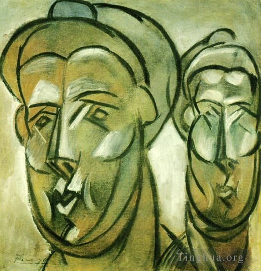 Pablo Picasso Types de peintures - Deux Têtes de femme Fernande Olivier 1909