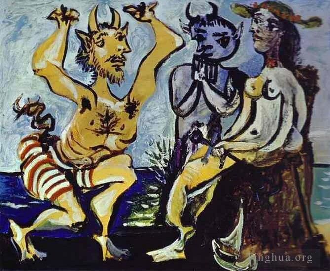 Pablo Picasso Types de peintures - Deux faunes et nu 1938