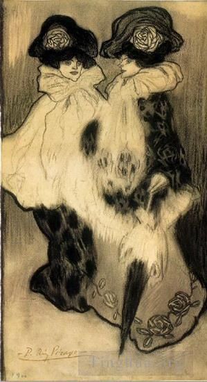 Pablo Picasso Types de peintures - Deux femmes 1900