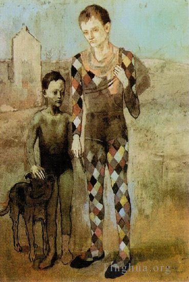 Pablo Picasso Types de peintures - Deux saltimbanques avec un chien 1905