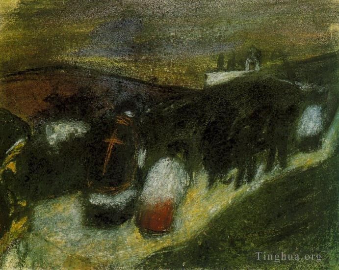 Pablo Picasso Types de peintures - Enterrement rural 1900