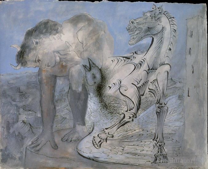 Pablo Picasso Types de peintures - Faune cheval et oiseau 1936