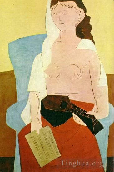 Pablo Picasso Types de peintures - Femme à la mandoline 1909