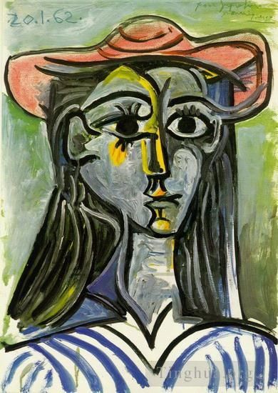 Pablo Picasso Types de peintures - Femme au chapeau Buste 1962