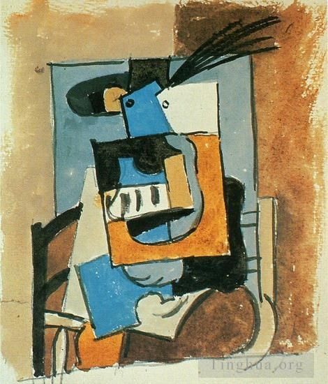 Pablo Picasso Types de peintures - Femme au chapeau à plume 1919