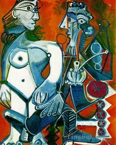 Pablo Picasso Types de peintures - Femme nue debout et Homme à la pipe 1968