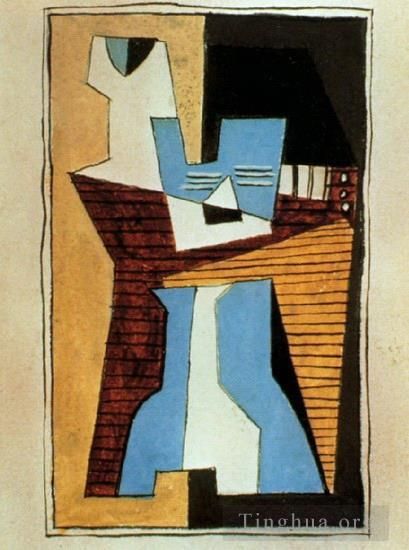 Pablo Picasso Types de peintures - Guitare et compotier sur une table 1920