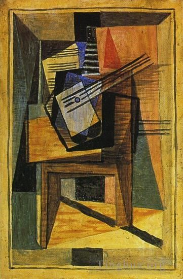 Pablo Picasso Types de peintures - Guitare sur une table 1919