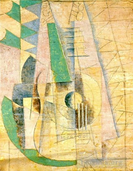 Pablo Picasso Types de peintures - Guitare verte qui etend 1912
