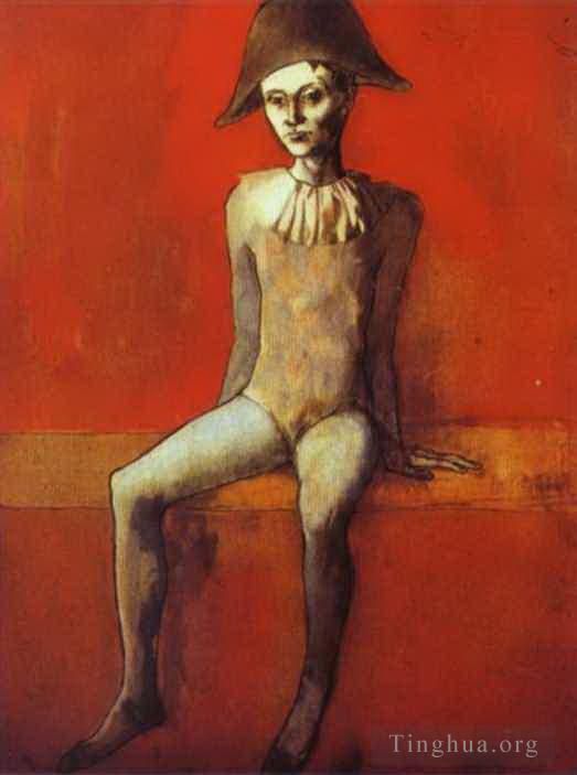 Pablo Picasso Types de peintures - Arlequin assis sur un canapé rouge 1905