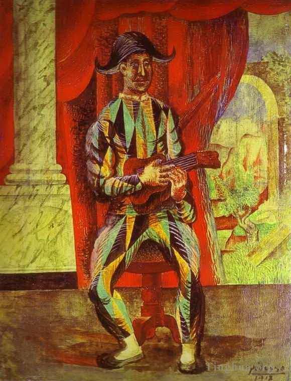 Pablo Picasso Types de peintures - Arlequin avec une guitare 1917