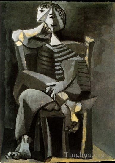 Pablo Picasso Types de peintures - Homme assis au tricot raye 1939