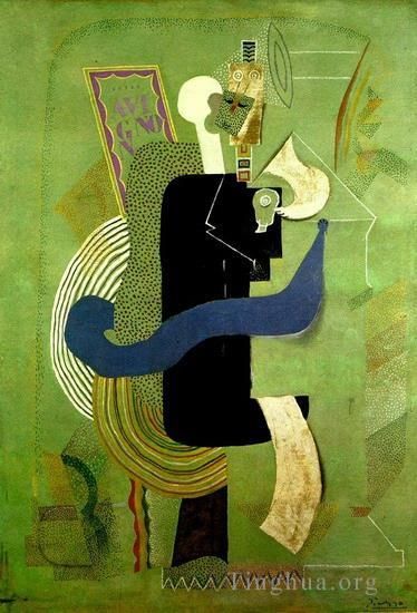 Pablo Picasso Types de peintures - Homme assis au verre Femme et homme 1914