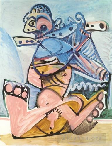 Pablo Picasso Types de peintures - Homme assis jouant de la flûte 1971