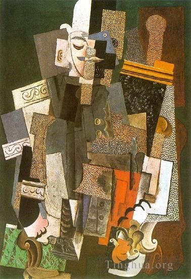 Pablo Picasso Types de peintures - Homme au chapeau melon assis dans un fauteuil 1915
