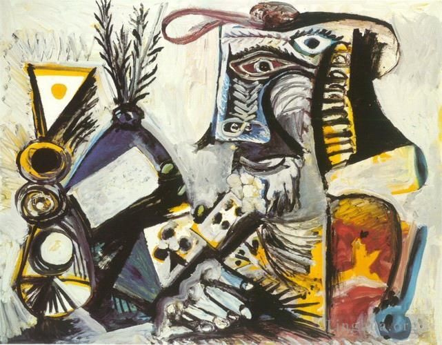 Pablo Picasso Types de peintures - Homme aux cartes 1971